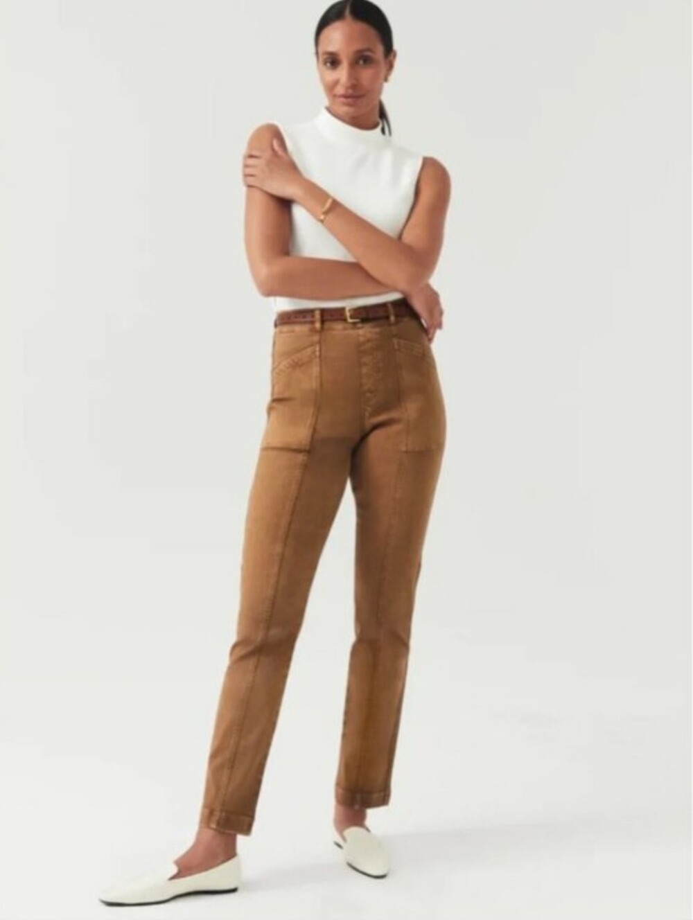 Spanx Tall Stretch Twill Straight Leg Pants in Acorn Size Small Tall